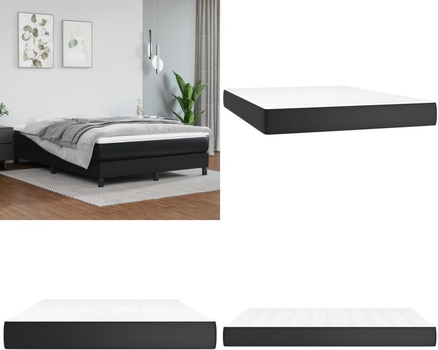 VidaXL Pocketveringmatras 140x190x20 cm kunstleer zwart Pocketveringmatras Pocketveringmatrassen Matras Pocketvering Matras