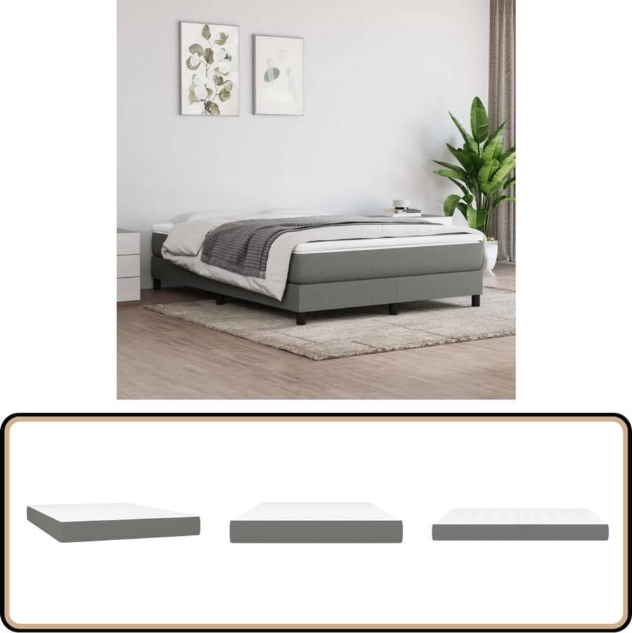 VidaXL Pocketveringmatras 140x190x20 cm Stof Donkergrijs Pocketveringmatras Matras Tweepersoonsmatras Pocketveermatras Comfortabele Matras Middelharde Matras Grijs Matras Stoffen Matras