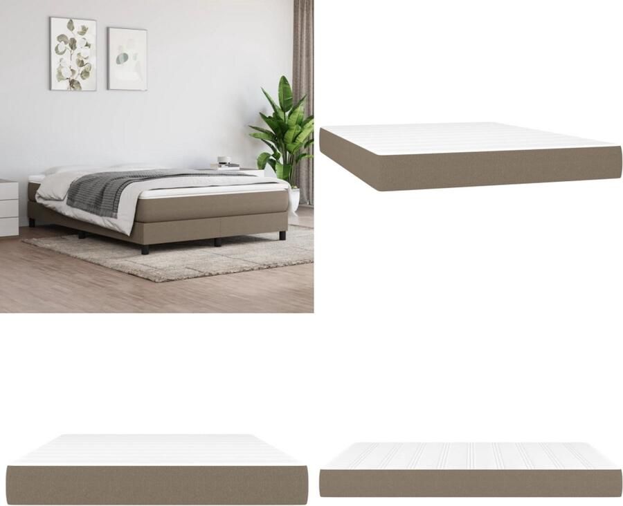 VidaXL Pocketveringmatras 140x200x20 cm stof taupe Pocketveringmatras Pocketveringmatrassen Matras Pocketvering Matras