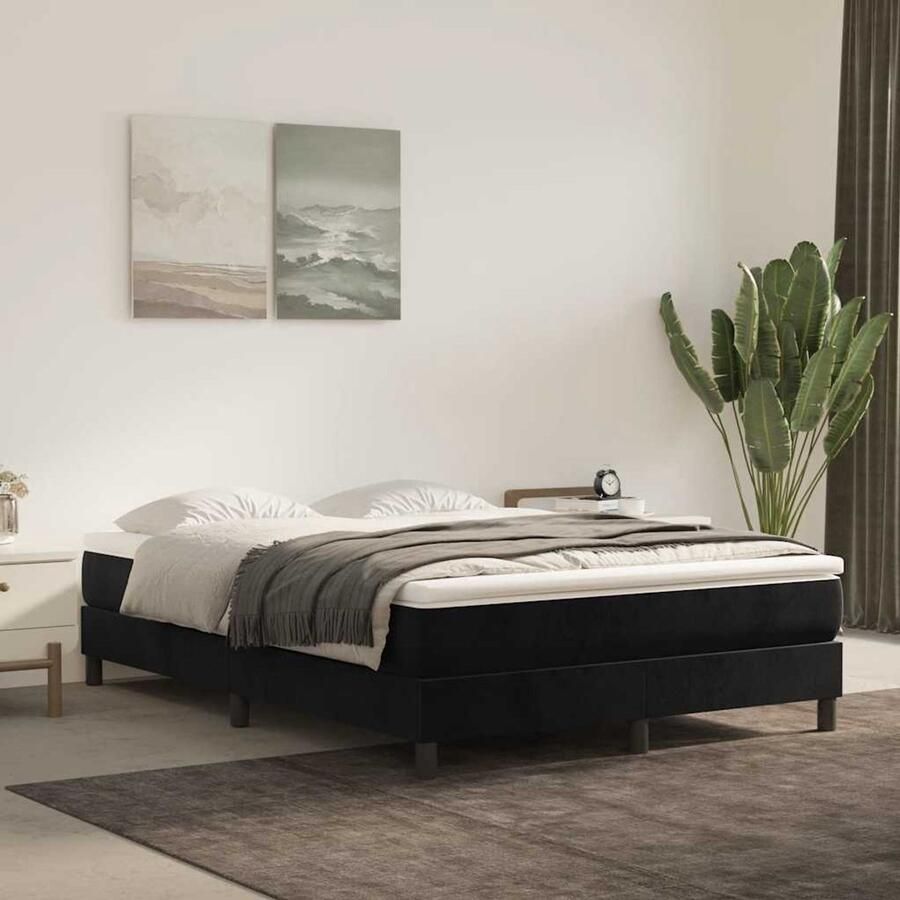 VidaXL Pocketveringmatras 140x210 cm Fluweel Zwart Pocketveringmatras Pocketveringmatrassen Matras Pocketvering Matras