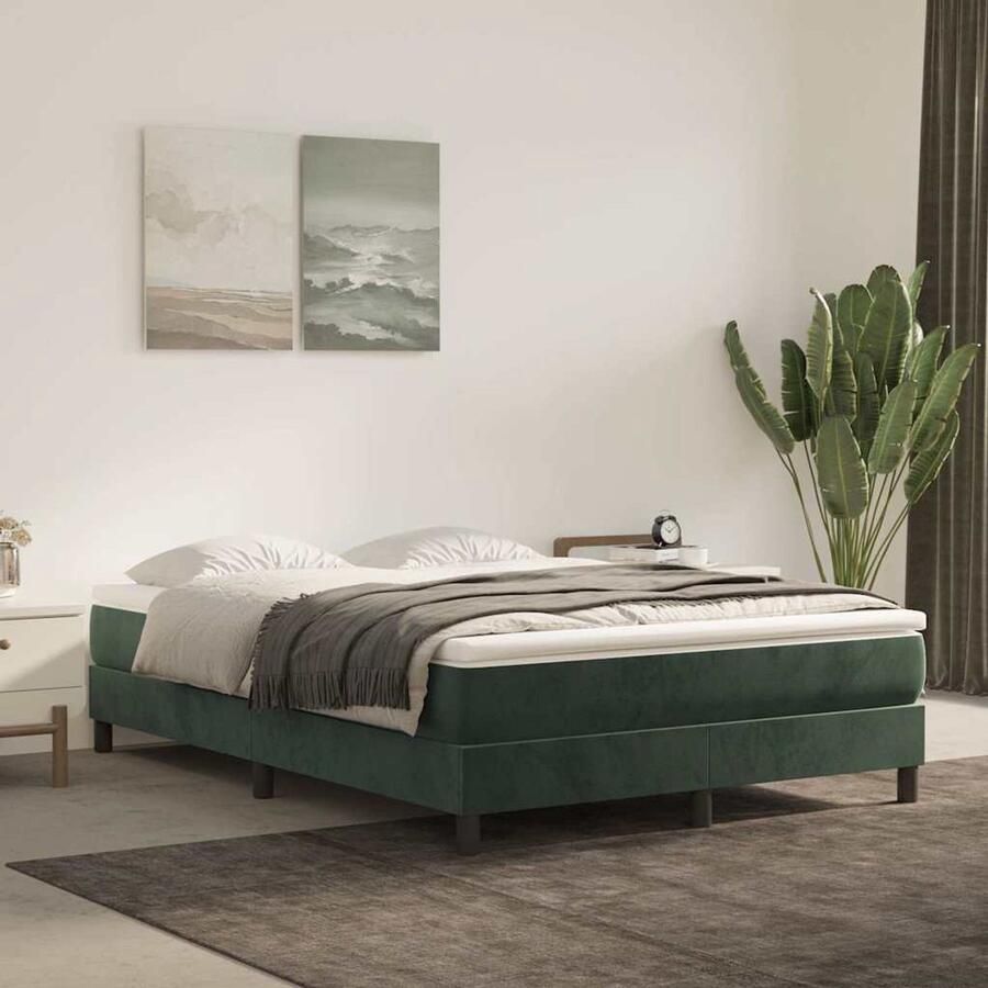 VidaXL Pocketveringmatras 140x220 cm Fluweel Groene Pocketveringmatras Pocketveringmatrassen Matras Pocketvering Matras