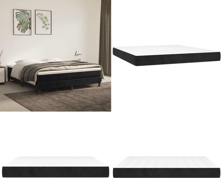 VidaXL Pocketveringmatras 180x200x20 cm fluweel zwart Pocketveringmatras Pocketveringmatrassen Matras Pocketvering Matras