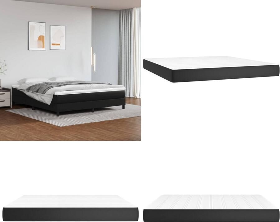 VidaXL Pocketveringmatras 160x200x20 cm kunstleer zwart Pocketveringmatras Pocketveringmatrassen Matras Pocketvering Matras