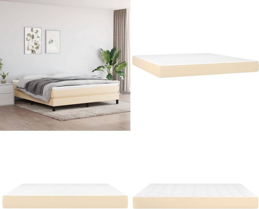VidaXL Pocketveringmatras 160x200x20 cm stof crèmekleurig Pocketveringmatras Pocketveringmatrassen Matras Pocketvering Matras