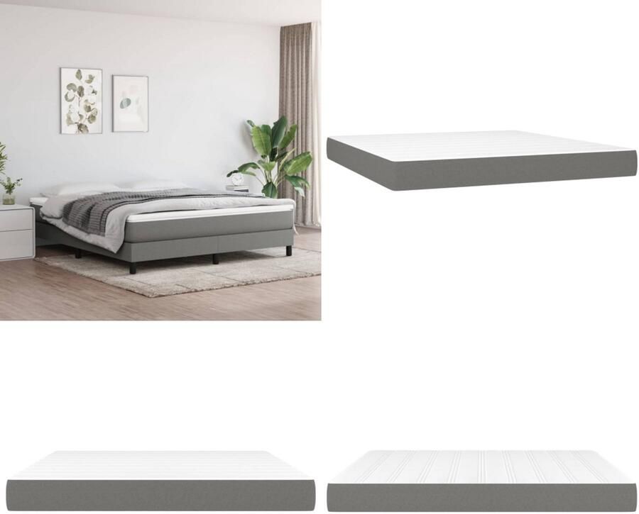 VidaXL Pocketveringmatras 160x200x20 cm stof donkergrijs Pocketveringmatras Pocketveringmatrassen Matras Pocketvering Matras