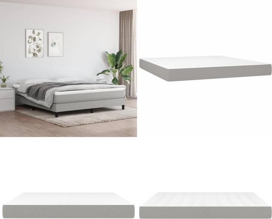 VidaXL Pocketveringmatras 160x200x20 cm stof lichtgrijs Pocketveringmatras Pocketveringmatrassen Matras Pocketvering Matras