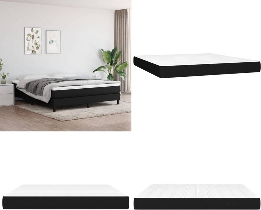 VidaXL Pocketveringmatras 160x200x20 cm stof zwart Pocketveringmatras Pocketveringmatrassen Matras Pocketvering Matras