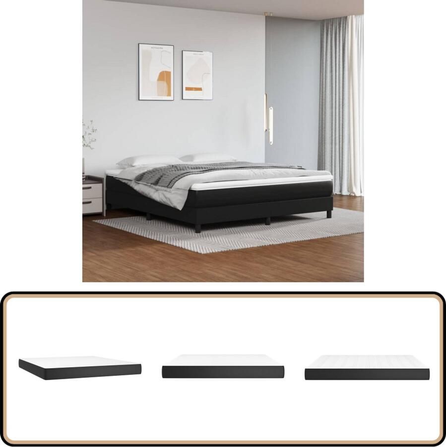 VidaXL Pocketveringmatras 160x200x20 cm Wit Zwart Pocketveringmatras Kunstleder Matras 160x200 Dubbel Matras Medium Hard Matras Anti Allergisch Matras