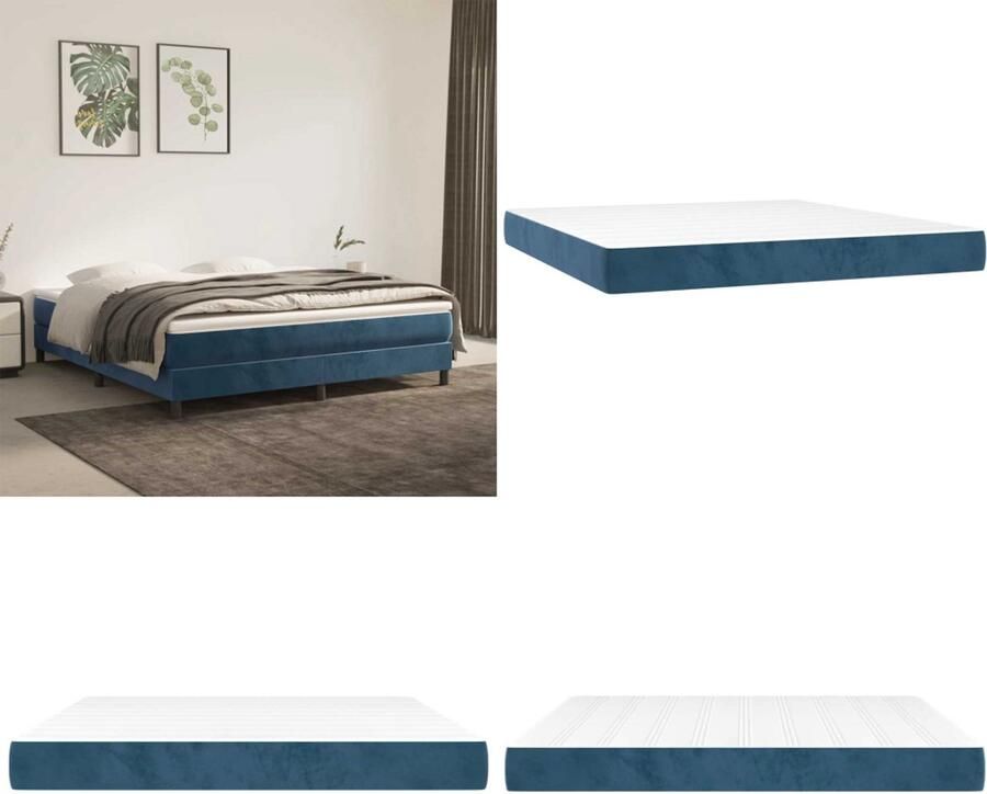 VidaXL Pocketveringmatras 160x210x20 cm fluweel donkerblauw Pocketveringmatras Pocketveringmatrassen Matras Pocketvering Matras