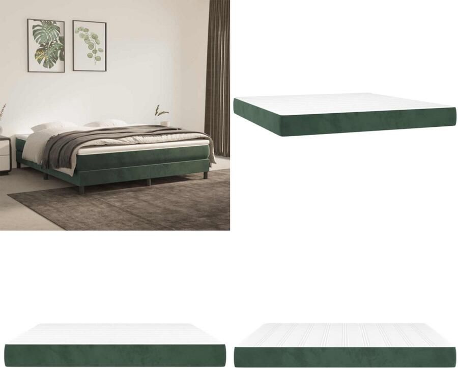 VidaXL Pocketveringmatras 160x210x20 cm fluweel donkergroen Pocketveringmatras Pocketveringmatrassen Matras Pocketvering Matras