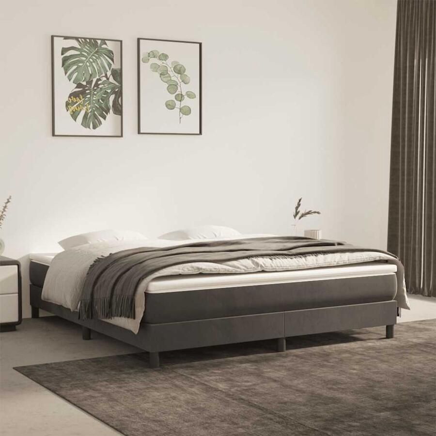 VidaXL Pocketveringmatras 160x220 cm Fluweel Grijs Pocketveringmatras Pocketveringmatrassen Matras Pocketvering Matras