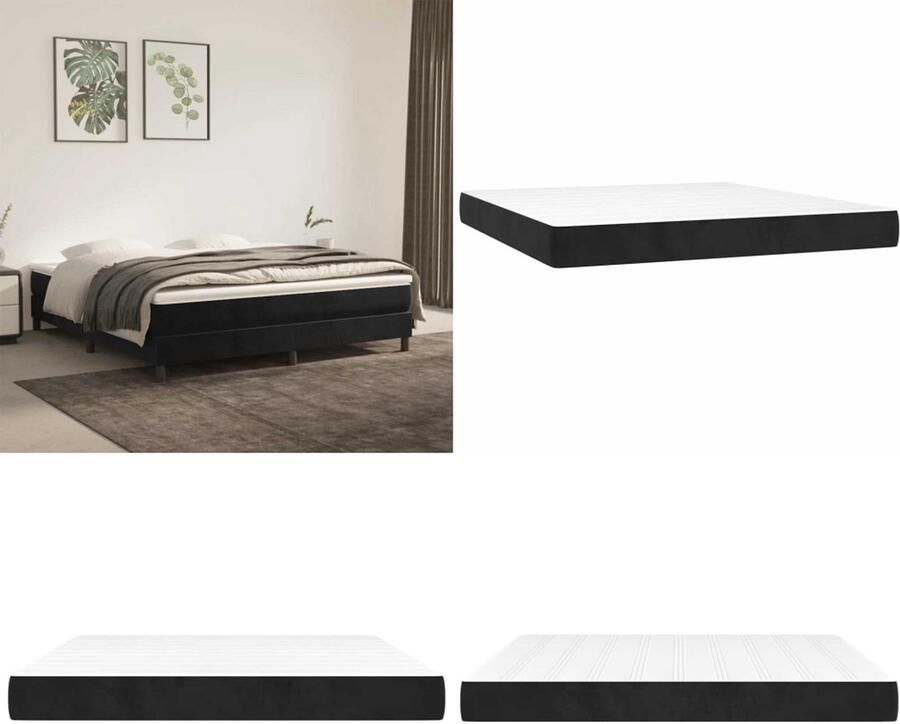 VidaXL Pocketveringmatras 160x220x20 cm fluweel zwart Pocketveringmatras Pocketveringmatrassen Matras Pocketvering Matras