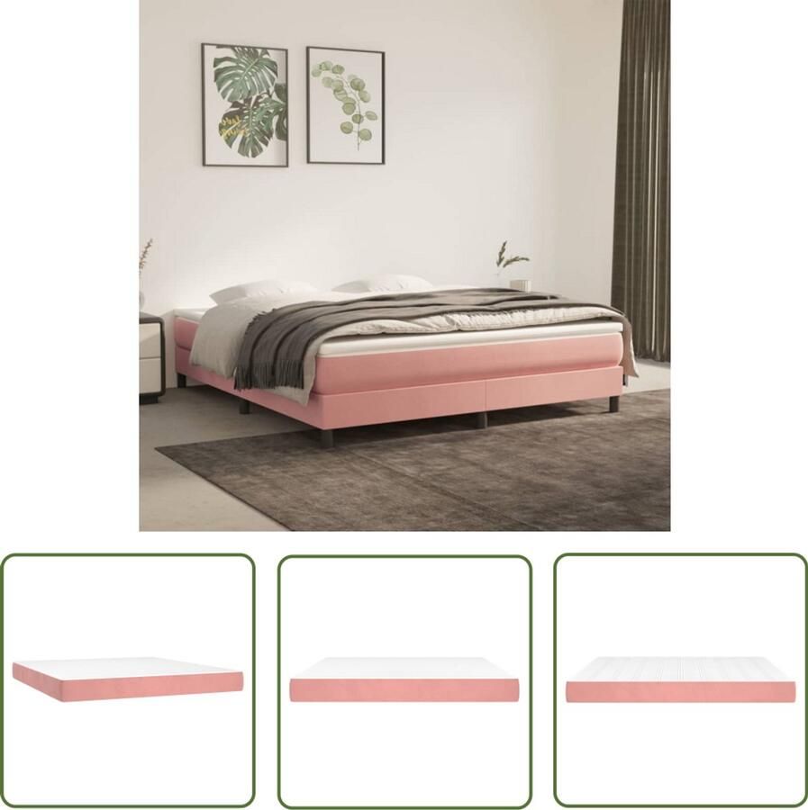 VidaXL Pocketveringmatras 180x200x20 cm fluweel Pocketveringmatras Fluweel Matras Velvet Matras Dubbel Matras 180x200 Matras Rosé Matras Wit Matras