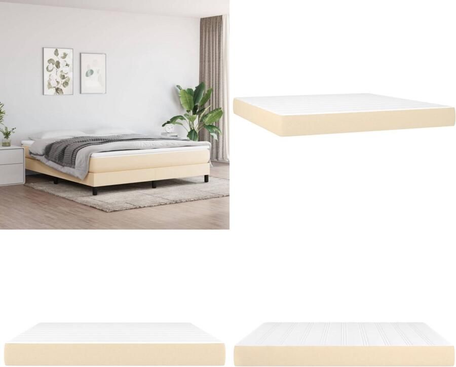 VidaXL Pocketveringmatras 180x200x20 cm stof crèmekleurig Pocketveringmatras Pocketveringmatrassen Matras Pocketvering Matras