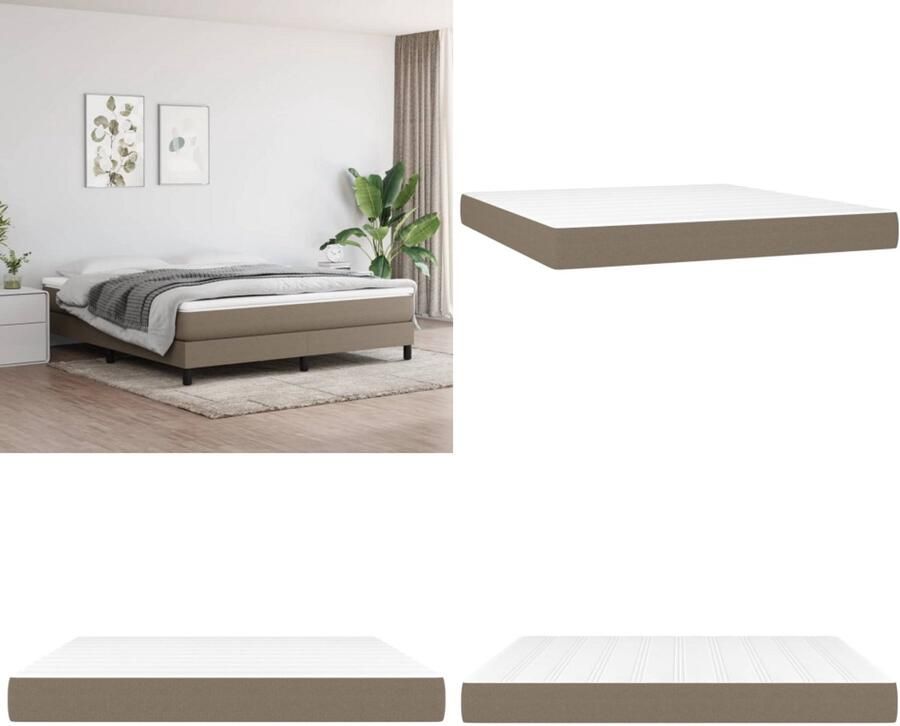 VidaXL Pocketveringmatras 180x200x20 cm stof taupe Pocketveringmatras Pocketveringmatrassen Matras Pocketvering Matras