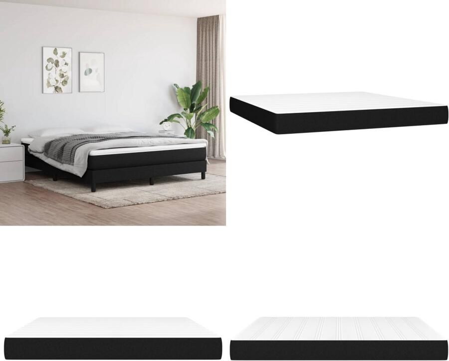 VidaXL Pocketveringmatras 180x200x20 cm stof zwart Pocketveringmatras Pocketveringmatrassen Matras Pocketvering Matras