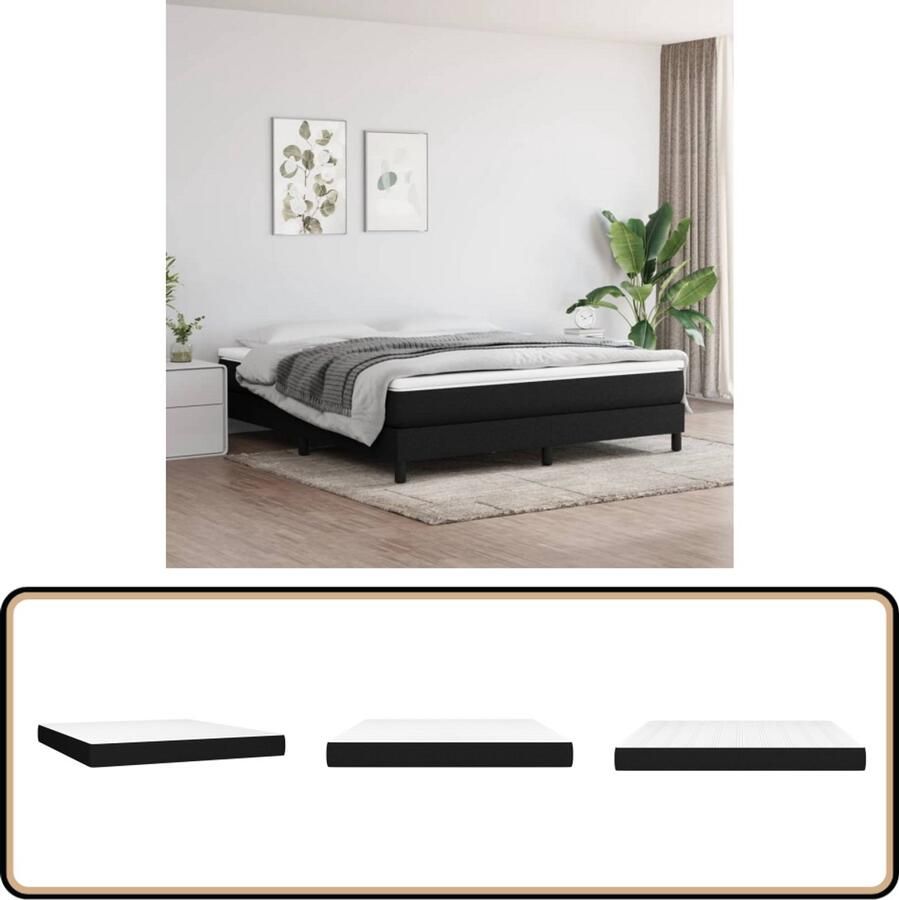 VidaXL Pocketveringmatras 180x200x20 cm Wit Zwart Pocketveringmatras Matras Pocketveren Medium Hard Anti Allergenen Slaapcomfort Nacht Rust