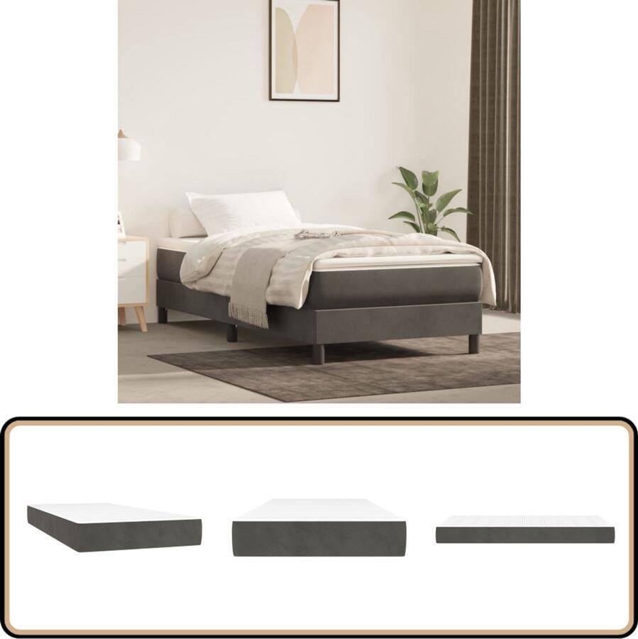VidaXL Pocketveringmatras 80x200x20 cm fluweel Pocketveringmatras Fluweel Matras Zachte Matras Ondersteunende Matras Slaapcomfort Nachtrust Middeld Harde Matras