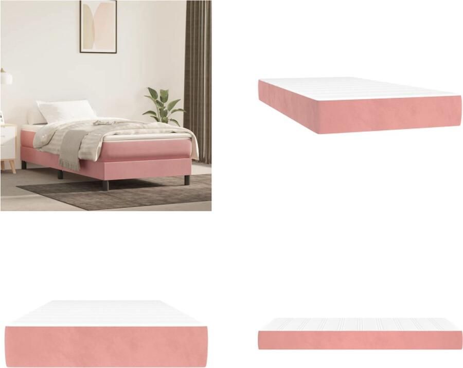 VidaXL Pocketveringmatras 80x200x20 cm fluweel roze Pocketveringmatras Pocketveringmatrassen Matras Pocketvering Matras - Foto 2