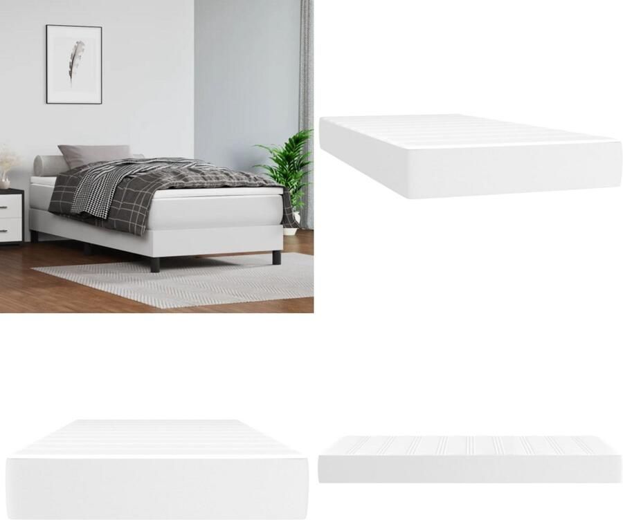 VidaXL Pocketveringmatras 80x200x20 cm kunstleer wit Pocketveringmatras Pocketveringmatrassen Matras Pocketvering Matras