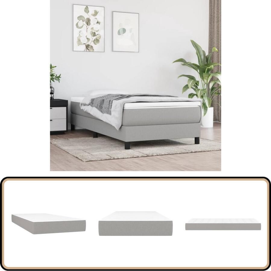 VidaXL Pocketveringmatras 80x200x20 cm Lichtgrijs Pocketveringmatras Matras Slaapcomfort Goede Nachtrust Zacht Matras Medium Hard Matras Één Persoonsmatras Grijs Matras