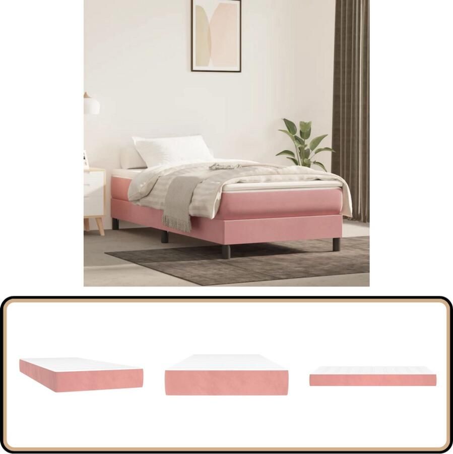 VidaXL Pocketveringmatras 80x200x20 cm Roze Fluweel Pocketveringmatras Fluweel Matras Velvet Matras Slaapcomfort Goede Nachtrust