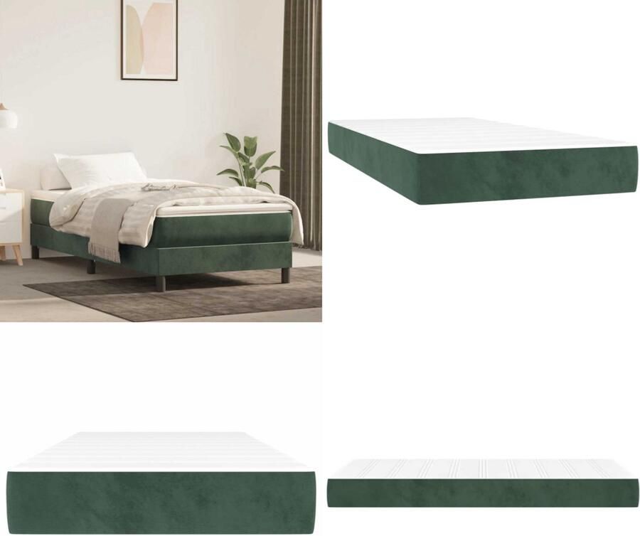VidaXL Pocketveringmatras 80x210x20 cm fluweel donkergroen Pocketveringmatras Pocketveringmatrassen Matras Pocketvering Matras