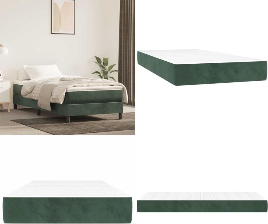 VidaXL Pocketveringmatras 80x220x20 cm fluweel donkergroen Pocketveringmatras Pocketveringmatrassen Matras Pocketvering Matras