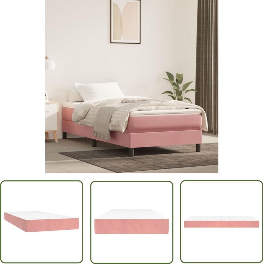 VidaXL Pocketveringmatras 90x190x20 cm Roze Pocketveringmatras Fluweel Matras Comfortabel Matras Middeld Hard Matras Slaapcomfort Nachtrust