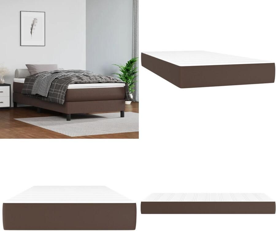 VidaXL Pocketveringmatras 90x200x20 cm kunstleer bruin Pocketveringmatras Pocketveringmatrassen Matras Pocketvering Matras