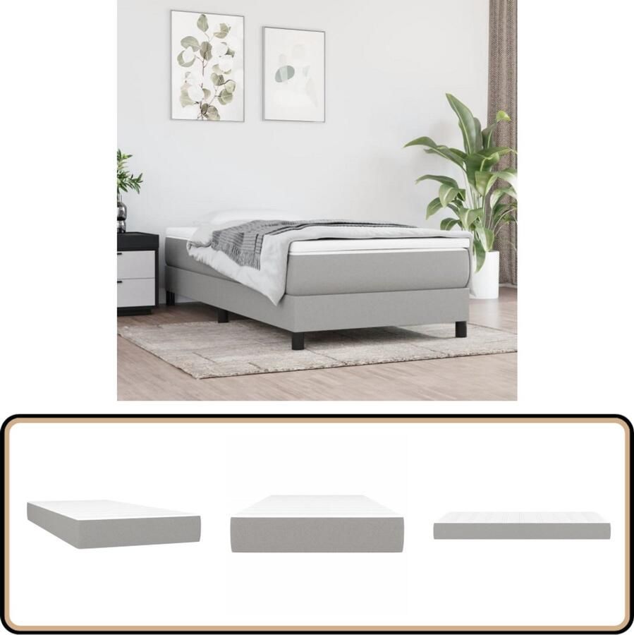 VidaXL Pocketveringmatras 90x200x20 cm Lichtgrijs Pocketveringmatras Matras Slaapcomfort Goede Nachtrust Medium Hard Anti Allergisch Stoffen Matras Één Persoons