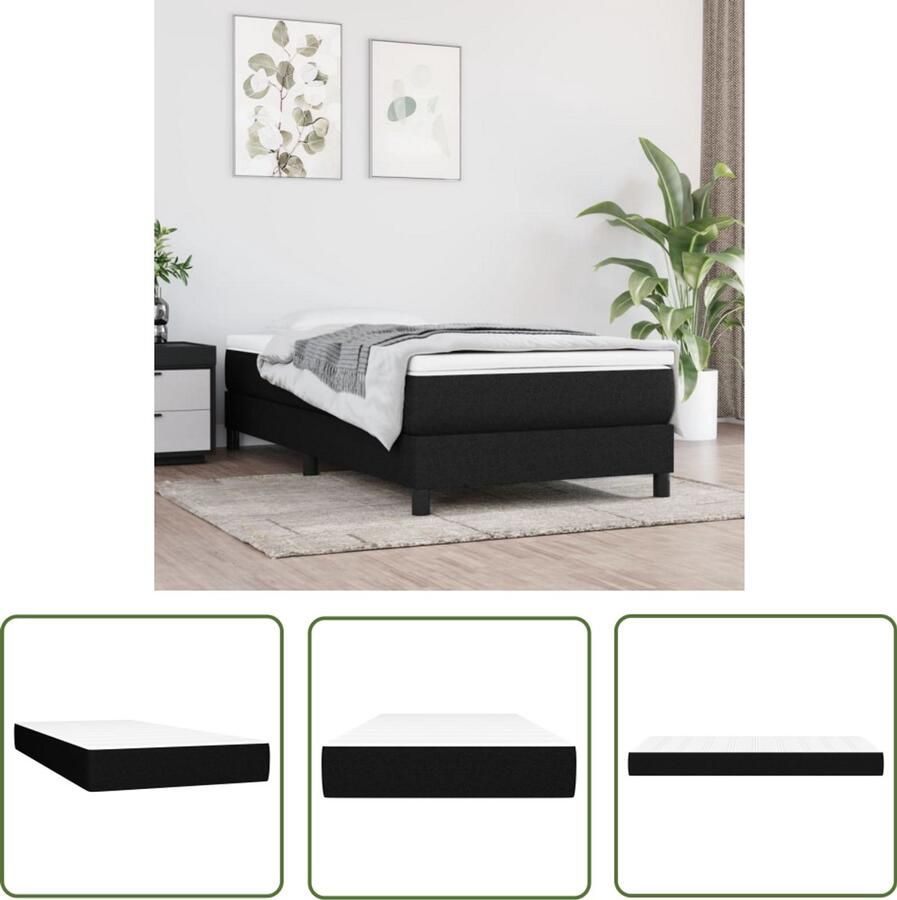 VidaXL Pocketveringmatras 90x200x20 cm Wit en Zwart Pocketveringmatras Matras Slaapcomfort Goede Nachtrust Medium Hard Anti Allergisch Stoffen Matras Één Persoonsmatras