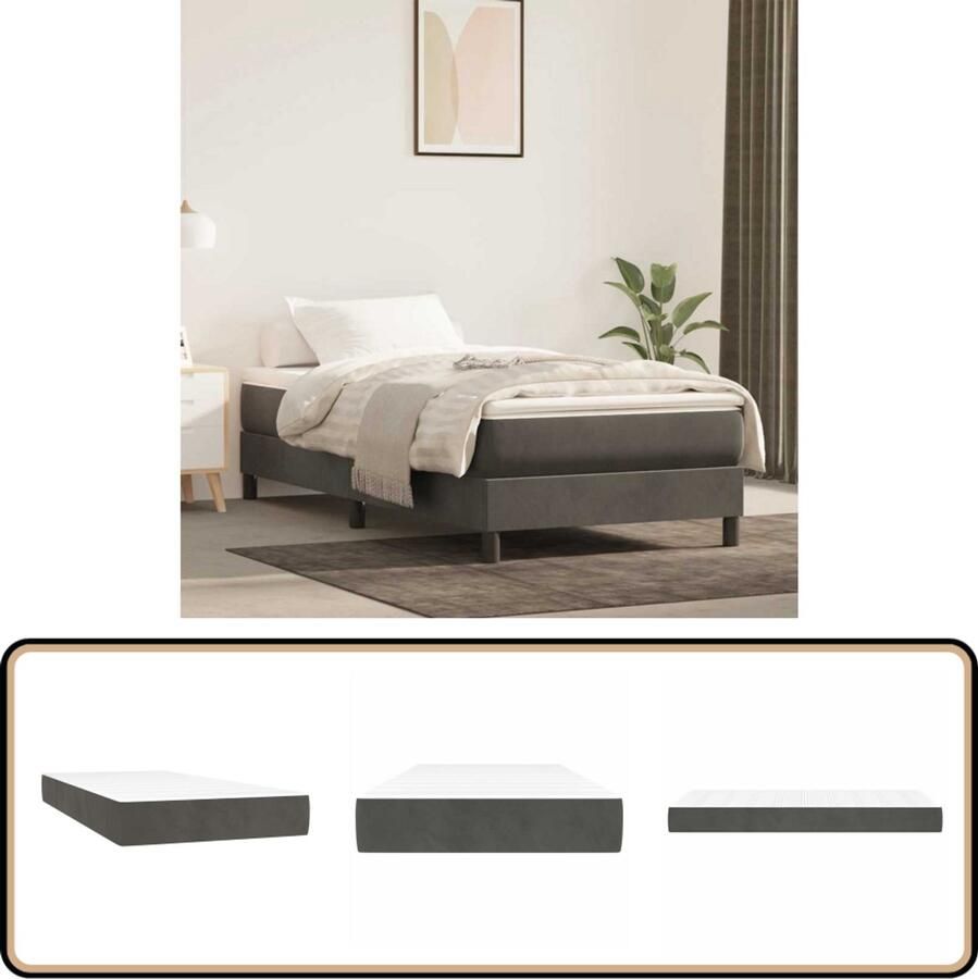 VidaXL Pocketveringmatras 90x220x20 cm Fluweel Pocketveringmatras Pocketveringmatrassen Matras Pocketvering Matras - Foto 2