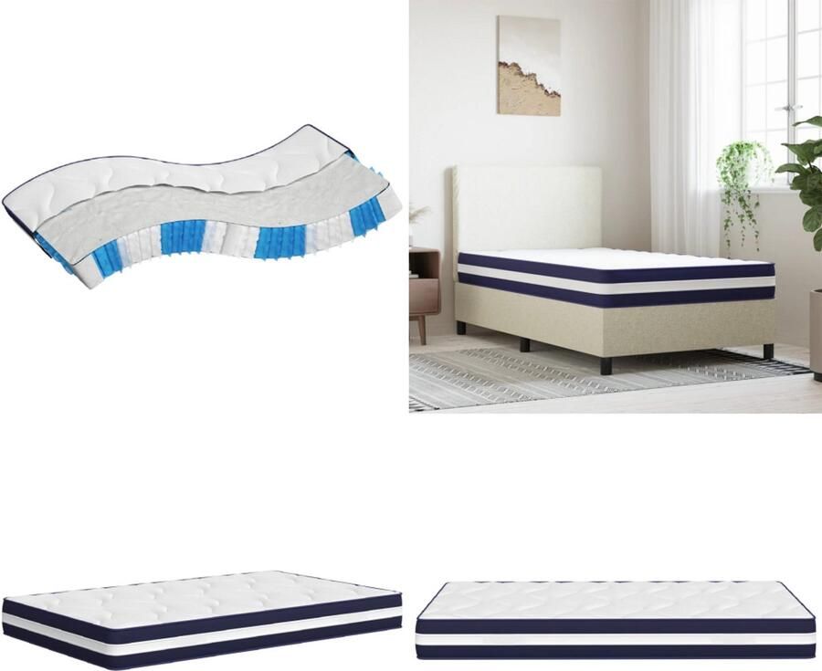 VidaXL Pocketveringmatras middelhard-hard 100x200 cm Pocketveringmatras Pocketveringmatrassen Matras Pocketvering Matras Pocketveren
