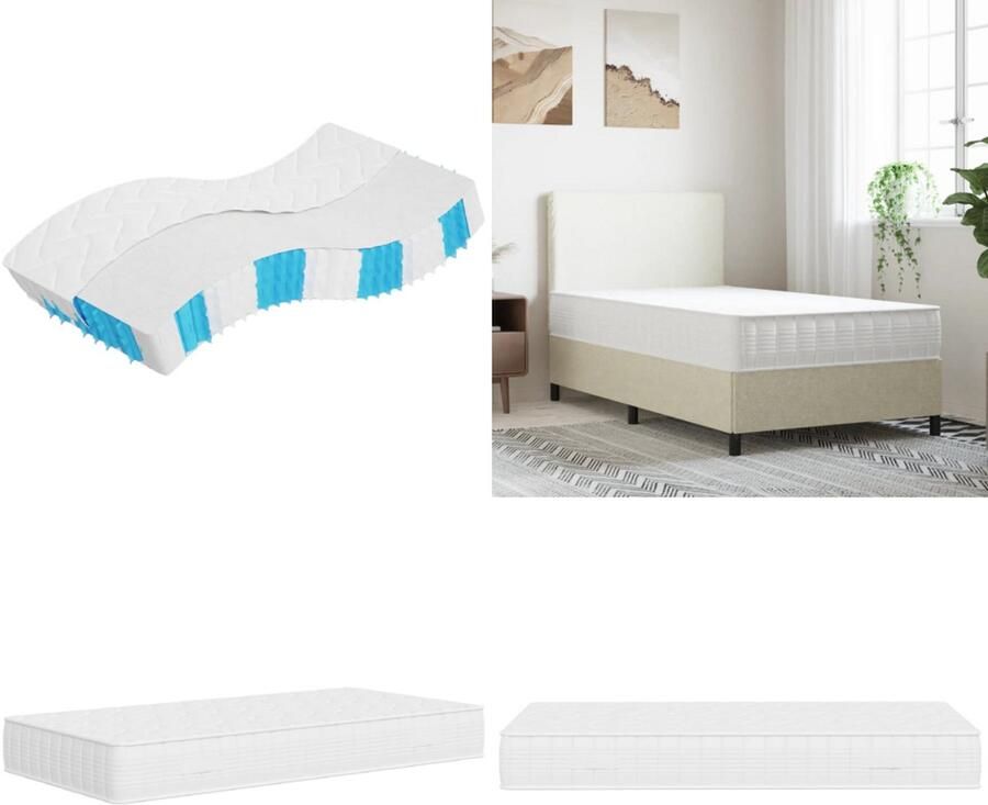 VidaXL Pocketveringmatras middelhard-hard 100x200 cm Pocketveringmatras Pocketveringmatrassen Matras Pocketvering Matras Pocketveren