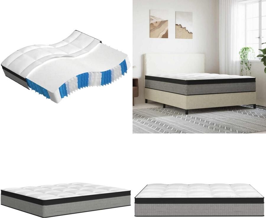 VidaXL Pocketveringmatras middelhard-plus 160x200 cm Super King Size Pocketveringmatras Pocketveringmatrassen Matras Pocketvering Matras Pocketveren