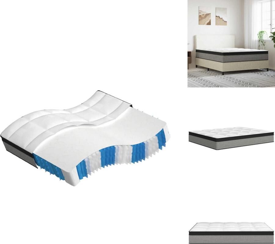 VidaXL Pocketveringmatras Pocketveringmatrassen Matras Pocketvering Matras Pocketveren Pocketveringmatras middelhard-plus 160x200 cm Super King Size