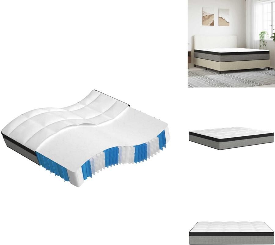 VidaXL Pocketveringmatras Pocketveringmatrassen Matras Pocketvering Matras Pocketveren Pocketveringmatras middelhard-plus 180x200 cm