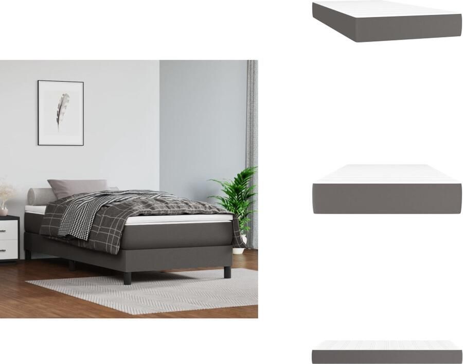 VidaXL Pocketveringmatras Pocketveringmatrassen Matras Pocketvering Matras Pocketveringmatras 90x200x20 cm kunstleer grijs