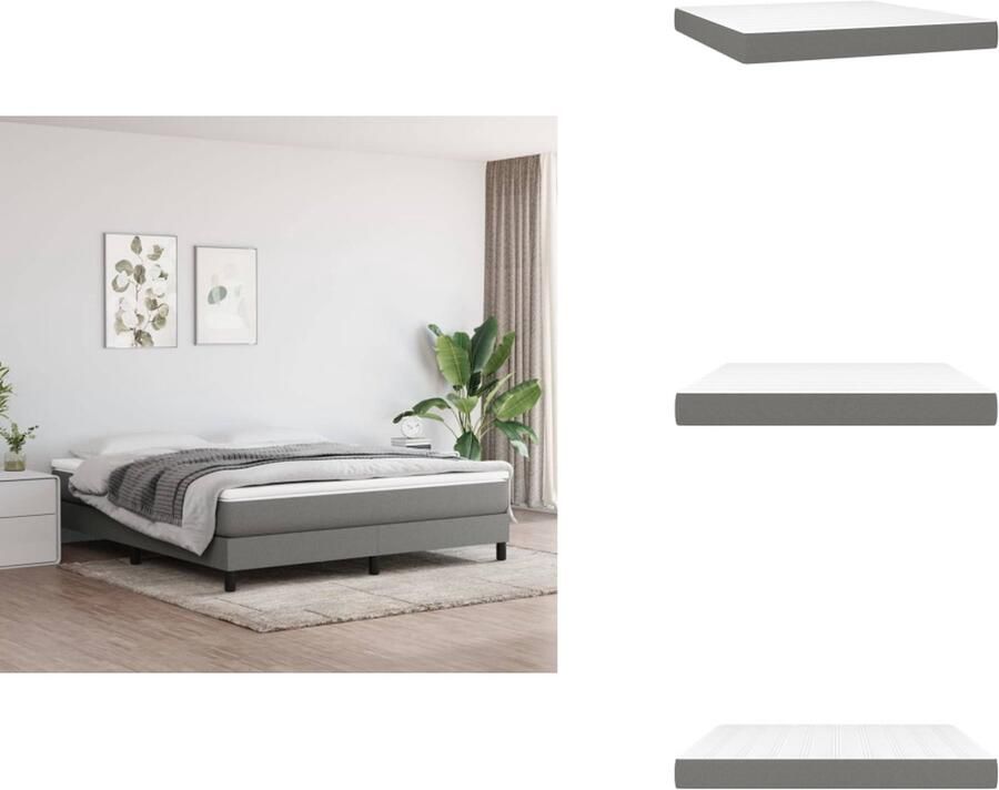 VidaXL Pocketveringmatras Pocketveringmatrassen Matras Pocketvering Matras Pocketveringmatras 160x200x20 cm stof donkergrijs