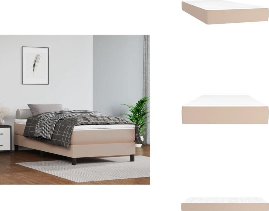 VidaXL Pocketveringmatras Pocketveringmatrassen Matras Pocketvering Matras Pocketveringmatras 100x200x20 cm kunstleer cappuccinokleurig