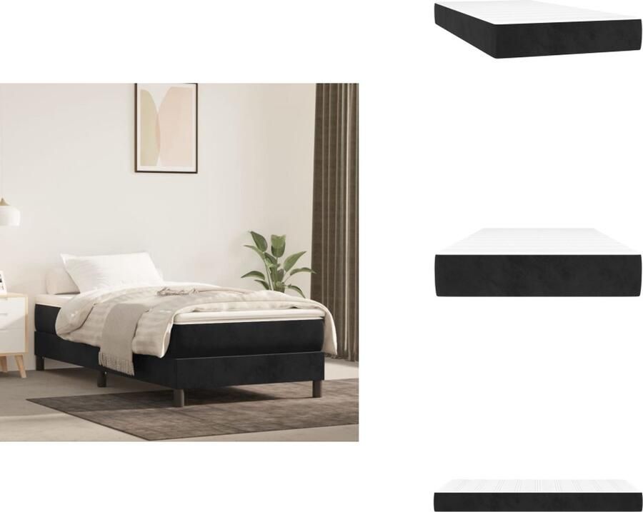 VidaXL Pocketveringmatras Pocketveringmatrassen Matras Pocketvering Matras Pocketveringmatras 90x190x20 cm fluweel zwart
