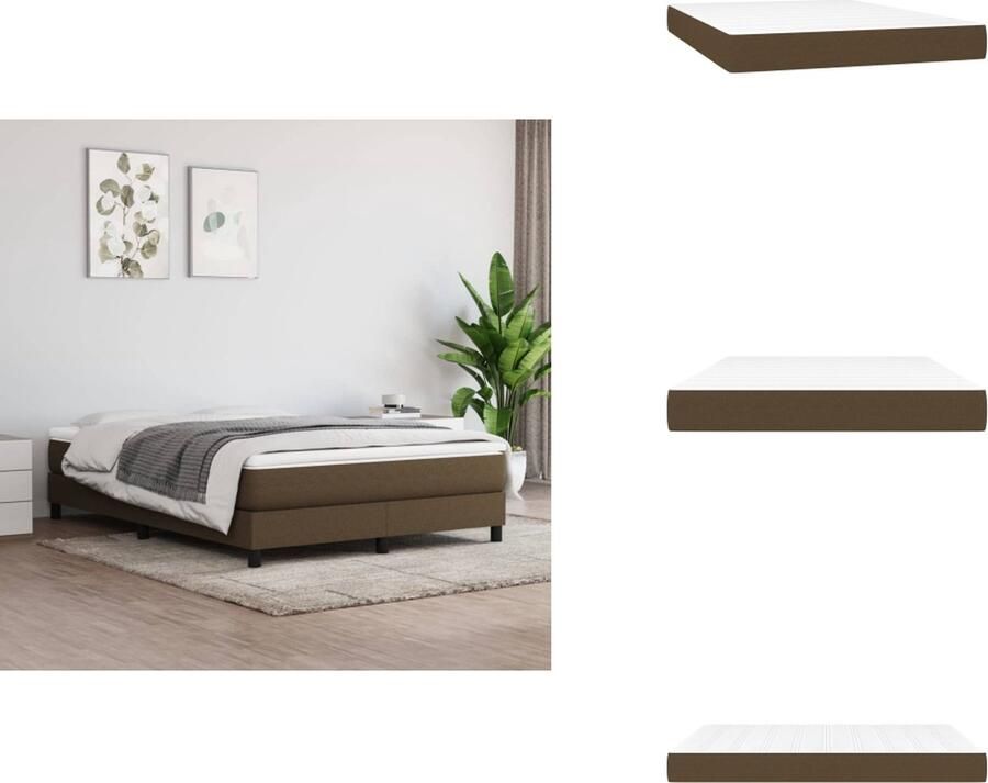 VidaXL Pocketveringmatras Pocketveringmatrassen Matras Pocketvering Matras Pocketveringmatras 140x190x20 cm stof donkerbruin