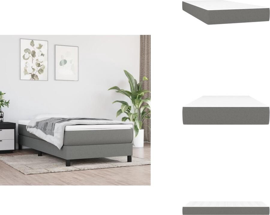 VidaXL Pocketveringmatras Pocketveringmatrassen Matras Pocketvering Matras Pocketveringmatras 80x200x20 cm stof donkergrijs