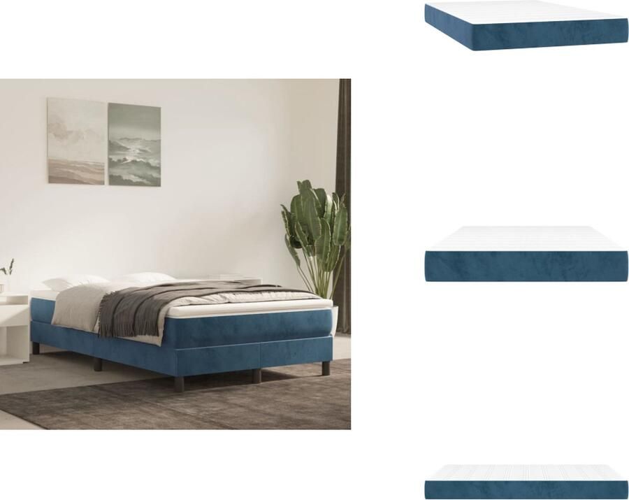 VidaXL Pocketveringmatras Pocketveringmatrassen Matras Pocketvering Matras Pocketveringmatras 120x200x20 cm fluweel donkerblauw
