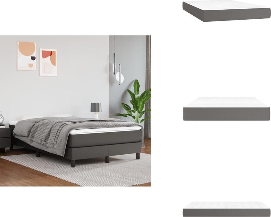 VidaXL Pocketveringmatras Pocketveringmatrassen Matras Pocketvering Matras Pocketveringmatras 120x200x20 cm kunstleer grijs