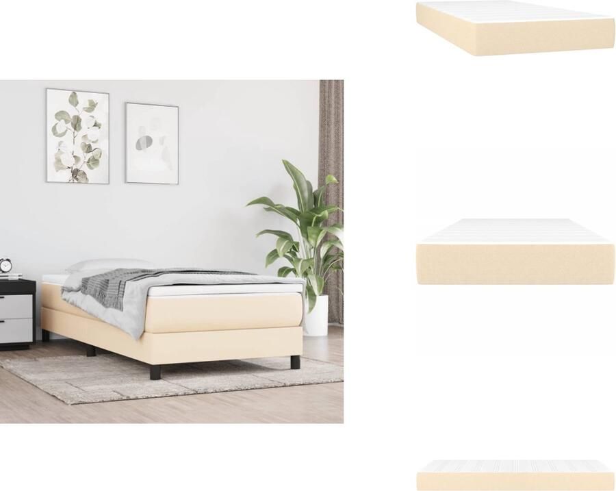 VidaXL Pocketveringmatras Pocketveringmatrassen Matras Pocketvering Matras Pocketveringmatras 90x200x20 cm stof crèmekleurig - Foto 2