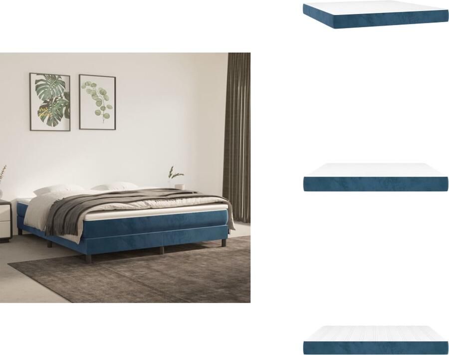 VidaXL Pocketveringmatras Pocketveringmatrassen Matras Pocketvering Matras Pocketveringmatras 180x200x20 cm fluweel donkerblauw