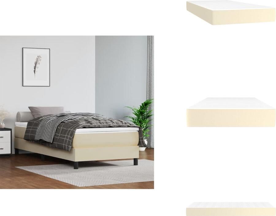 VidaXL Pocketveringmatras Duurzaam kunstleer Pocketveren en schuim Middelharde ondersteuning 90 x 200 x 20 cm Wit en crème Matras