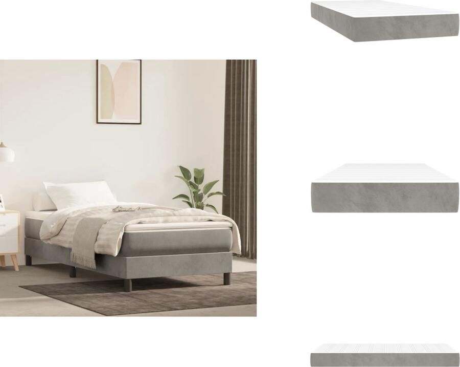 VidaXL Pocketveringmatras Pocketveringmatrassen Matras Pocketvering Matras Pocketveringmatras 80x200x20 cm fluweel lichtgrijs